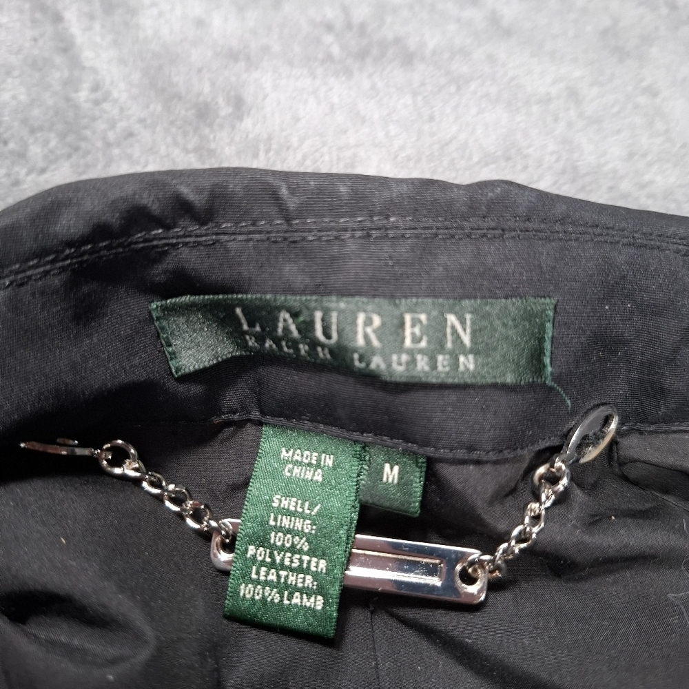 Lauren Ralph Lauren Women's Full Zip Coat Jacket Size M Leather Trim Casual - Picture 11 of 12